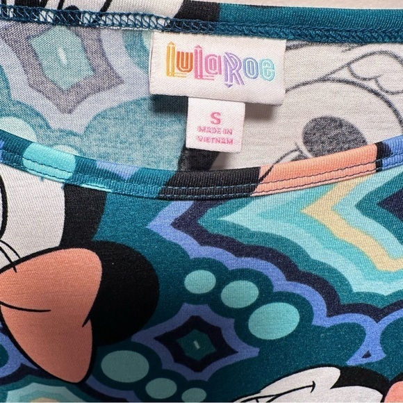 Disney LulaRoe Irma Mid-Sleeve Stretchy High-Low Tunic Minnie Mouse Teal S 6-8 - Picture 11 of 17